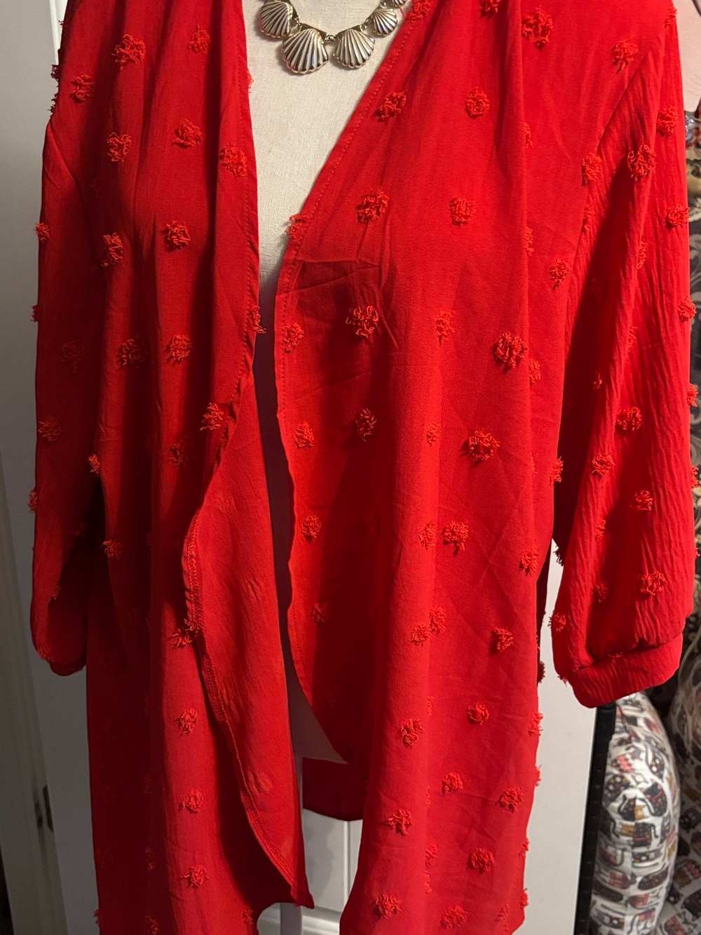 Yekaty Red Women's Tunic - Open Front size XL